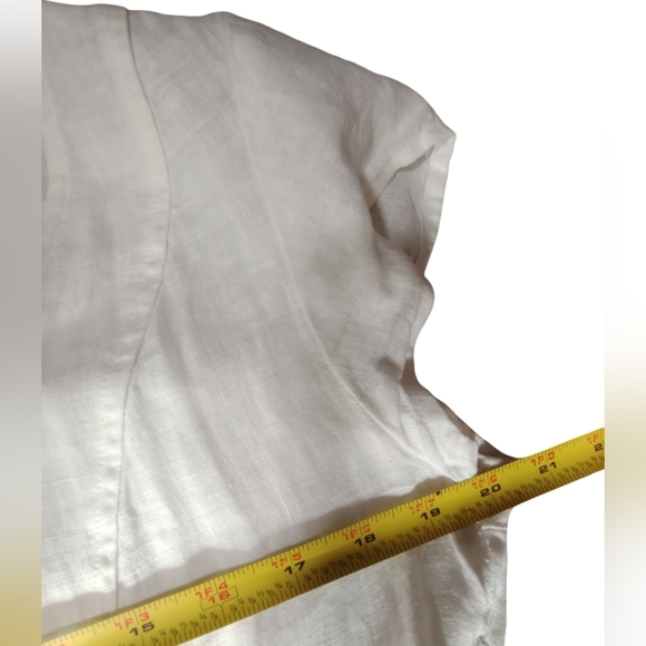 Grizas White Linen Pullover Zip Side Round Neck Pocket Dress Size Large - Picture 5 of 7